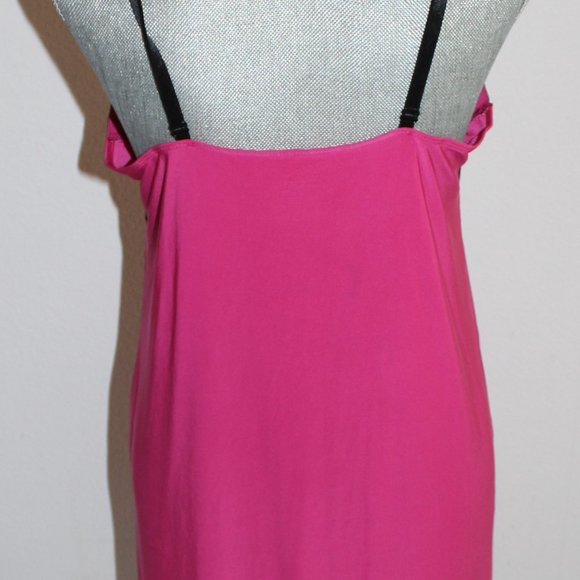 Secret Treasures Nightie Pink w Black Fringe,Sz LG - Picture 4 of 5